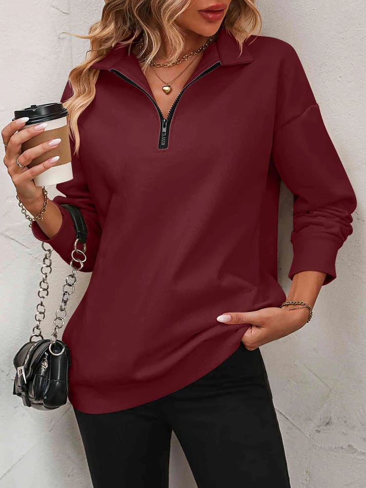 ✨Pull Best-1 en promotion✨Sweat-shirt Femme Zippé Épaules Tombantes Automne/Hiver