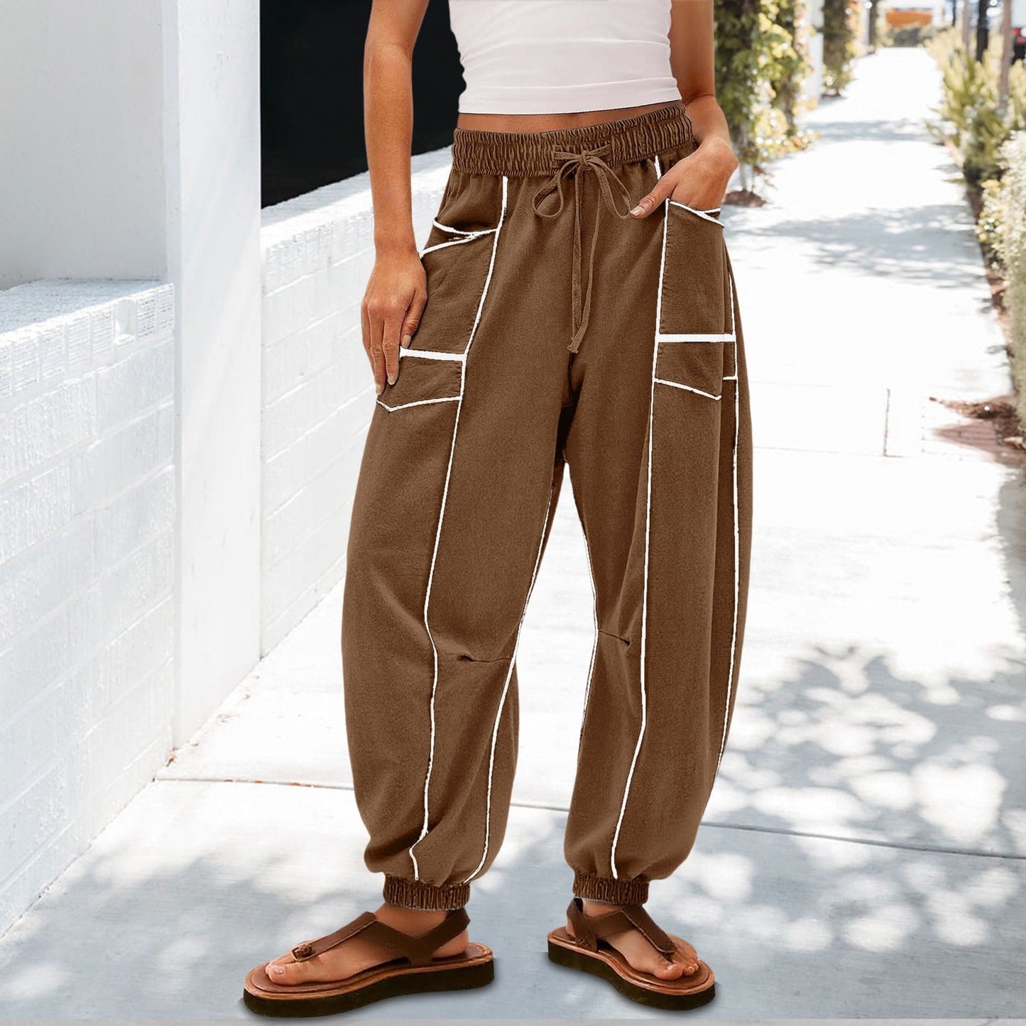 🔥Meilleurs Pantalons de Jogging en Solde 2025🔥Pantalons de Jogging Baggy Femme Jambes Larges avec Cordon de Serrage et Poches