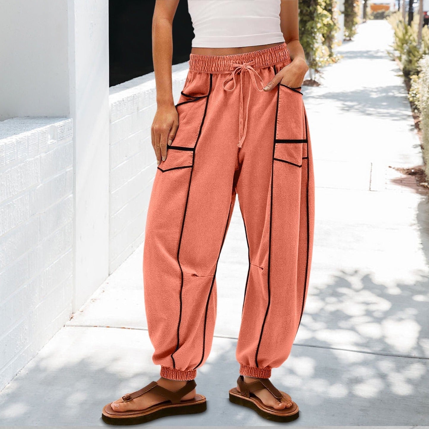 🔥Meilleurs Pantalons de Jogging en Solde 2025🔥Pantalons de Jogging Baggy Femme Jambes Larges avec Cordon de Serrage et Poches